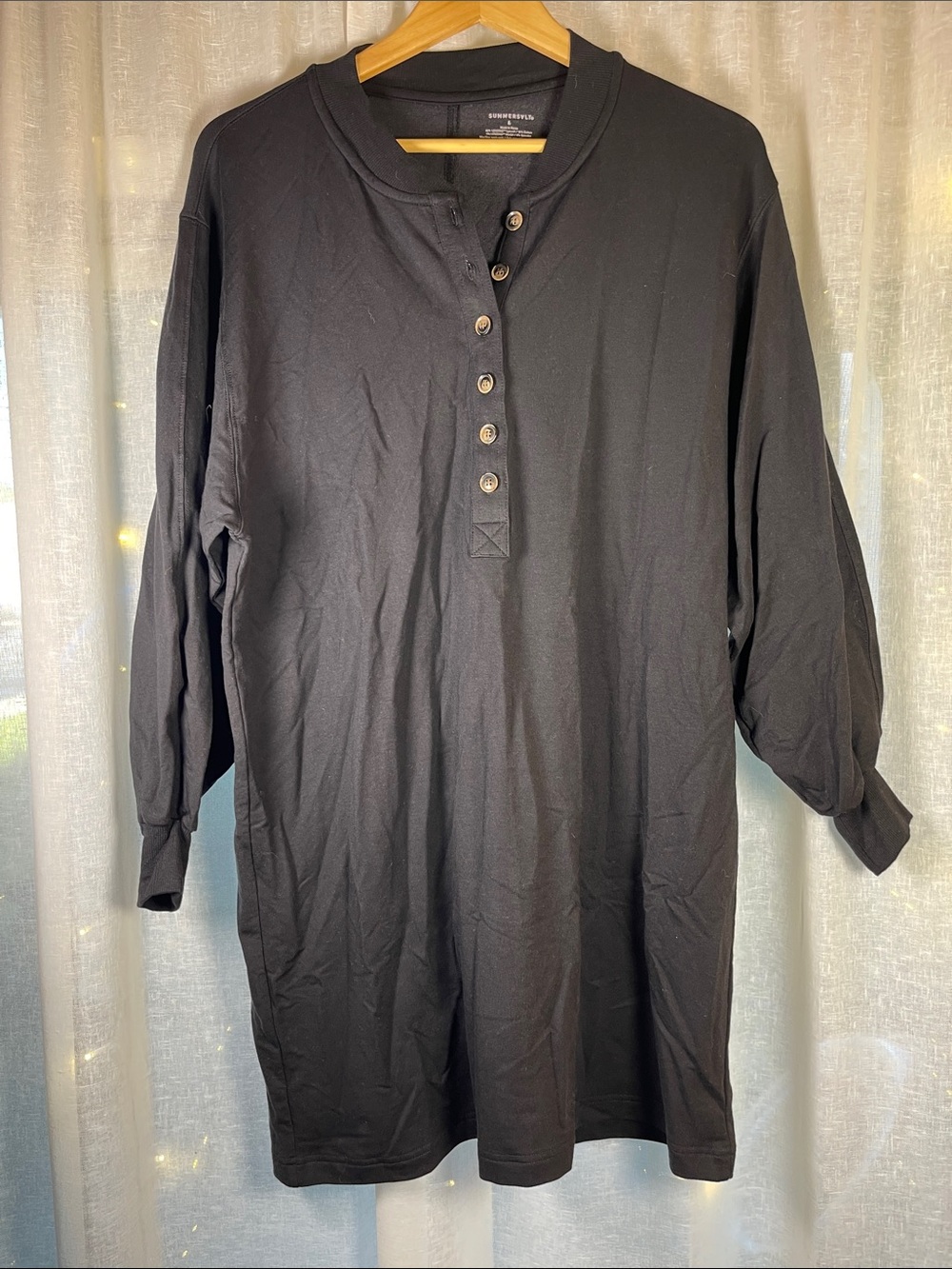 summersalt Black Mini Dress with Button Front